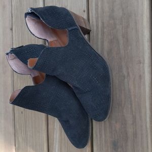 Lucky Brand Black Suede Ankle Booties Women's 6